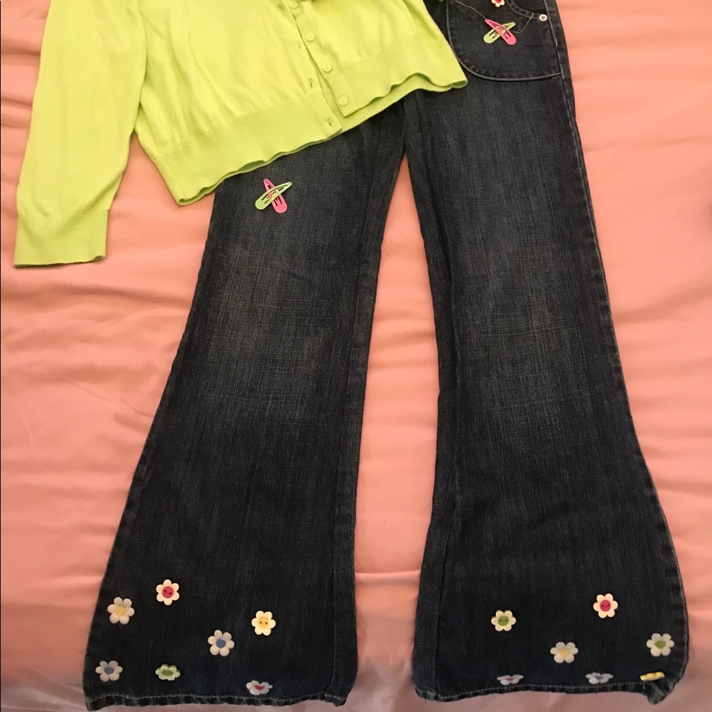 Girls Boot Cut floral Jeans